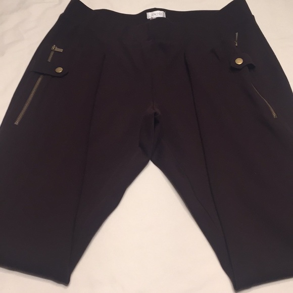 Cachè brown leggings with zipper on side leg sizeM - Picture 6 of 6